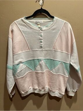 Vintage BLAST Pastel Colorblock Textured Sweatshirt Women’s Medium